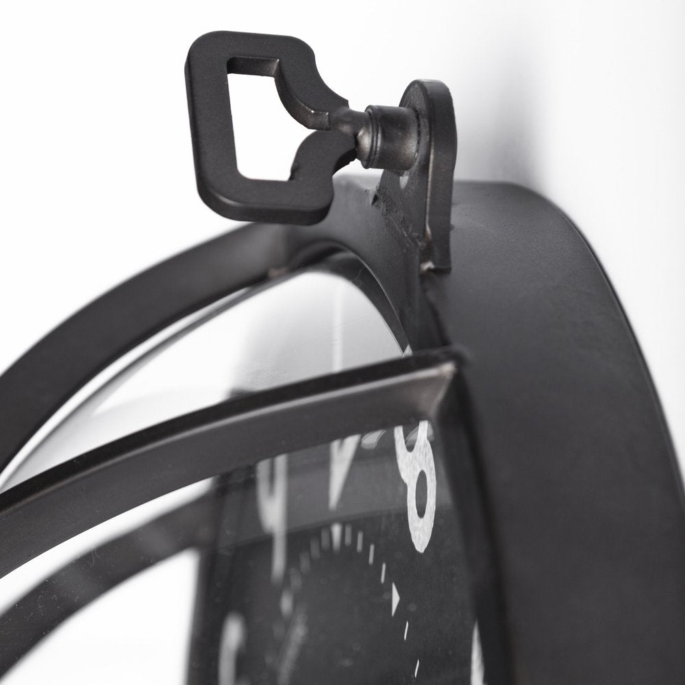 15" Black Metal Analog Round Wall Clock