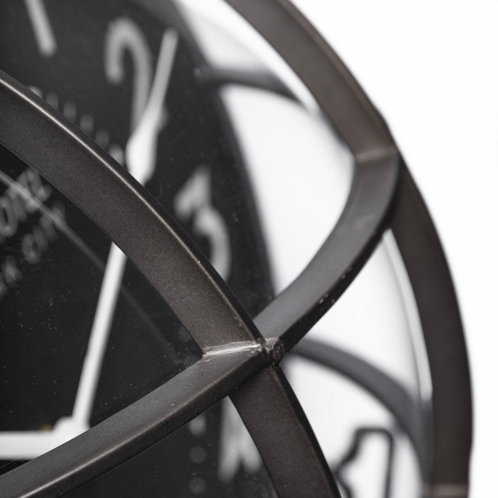 15" Black Metal Analog Round Wall Clock