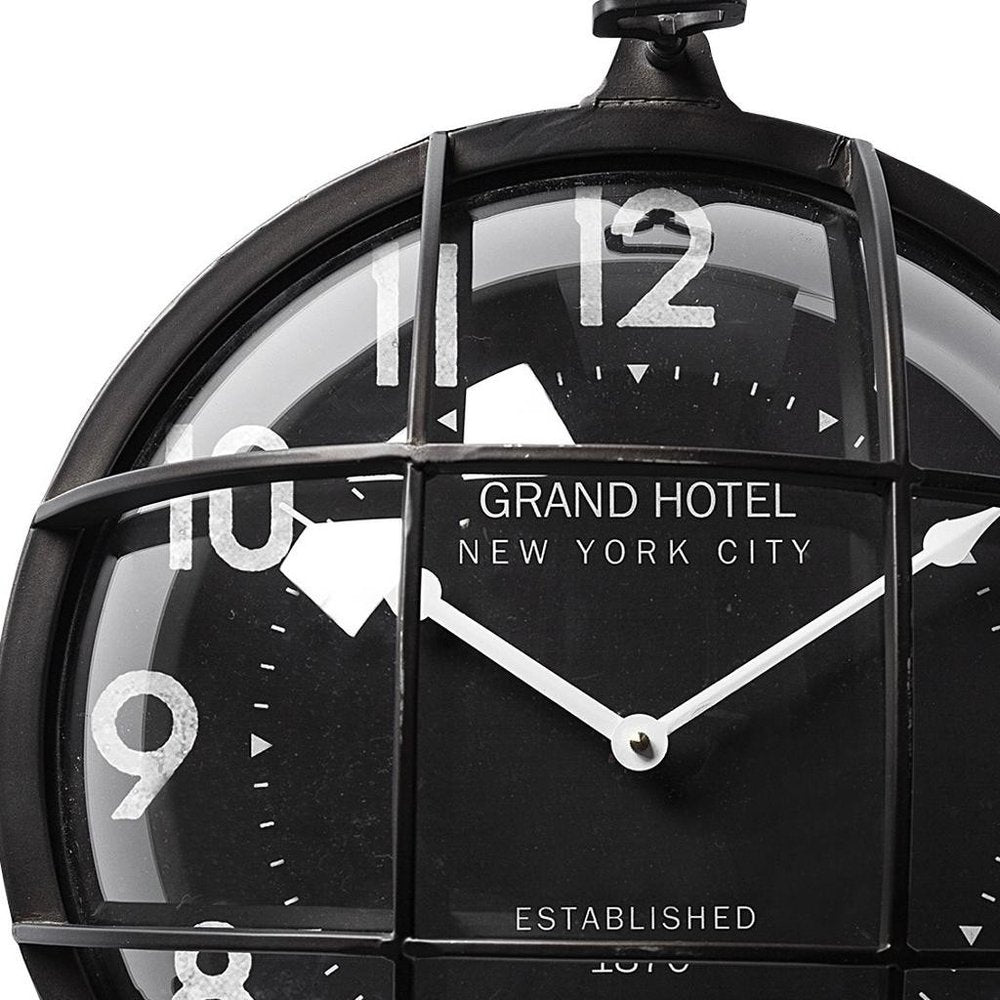 15" Black Metal Analog Round Wall Clock