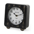 6" Black Metal Analog Round Wall Clock. Wall clock isolated on a plain white background, in a black metal finish.
