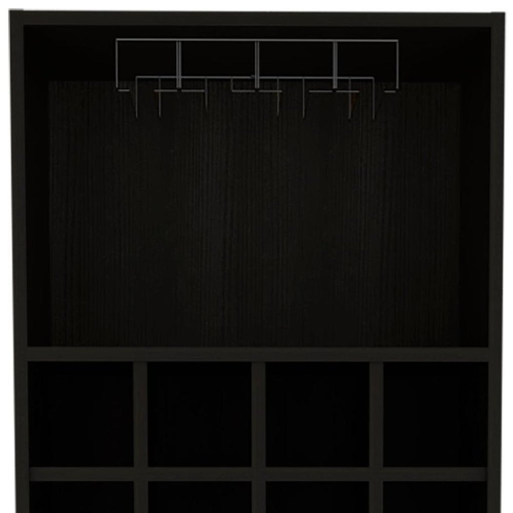 16" Black Wood Bar Cart close-up highlighting the black wood surface.