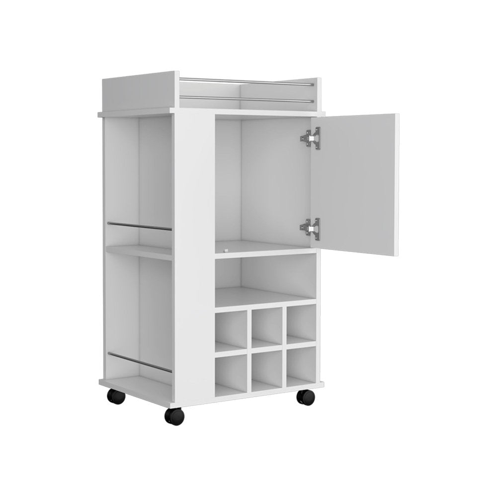 16" White Wood Bar Cart - 39.02" H x 16.33" W x 21.65" D