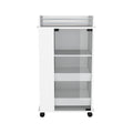 16" White Wood Bar Cart. Bar cart isolated on a plain white background, in a white wood finish.