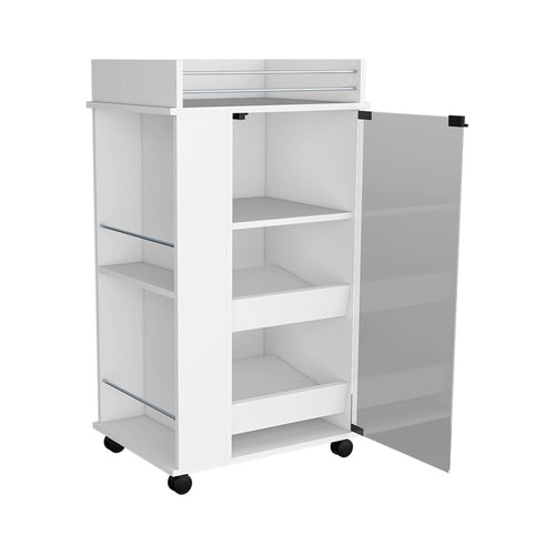 16" White Wood Bar Cart