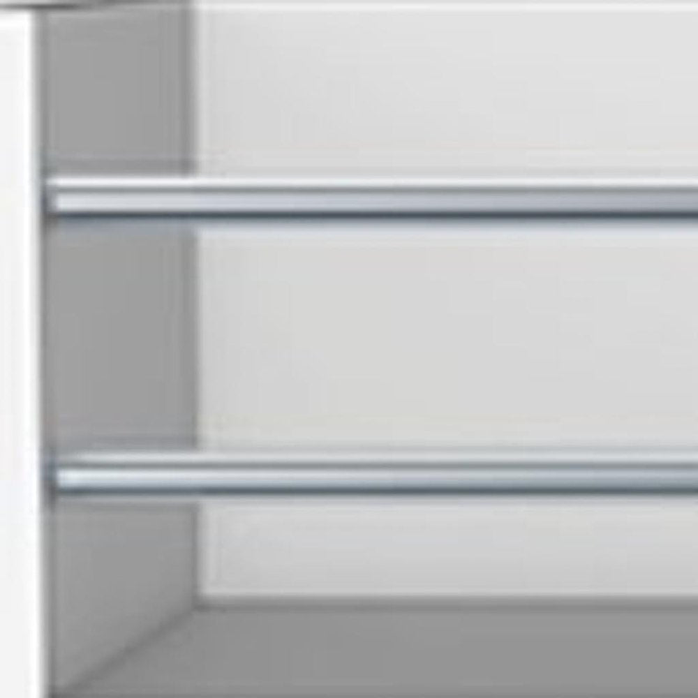 16" White Wood Bar Cart close-up highlighting the white wood surface.