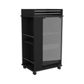 16" Black Wood Bar Cart. Bar cart isolated on a plain white background, finished in black wood.