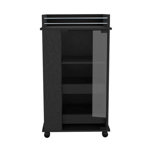 16" Black Wood Bar Cart