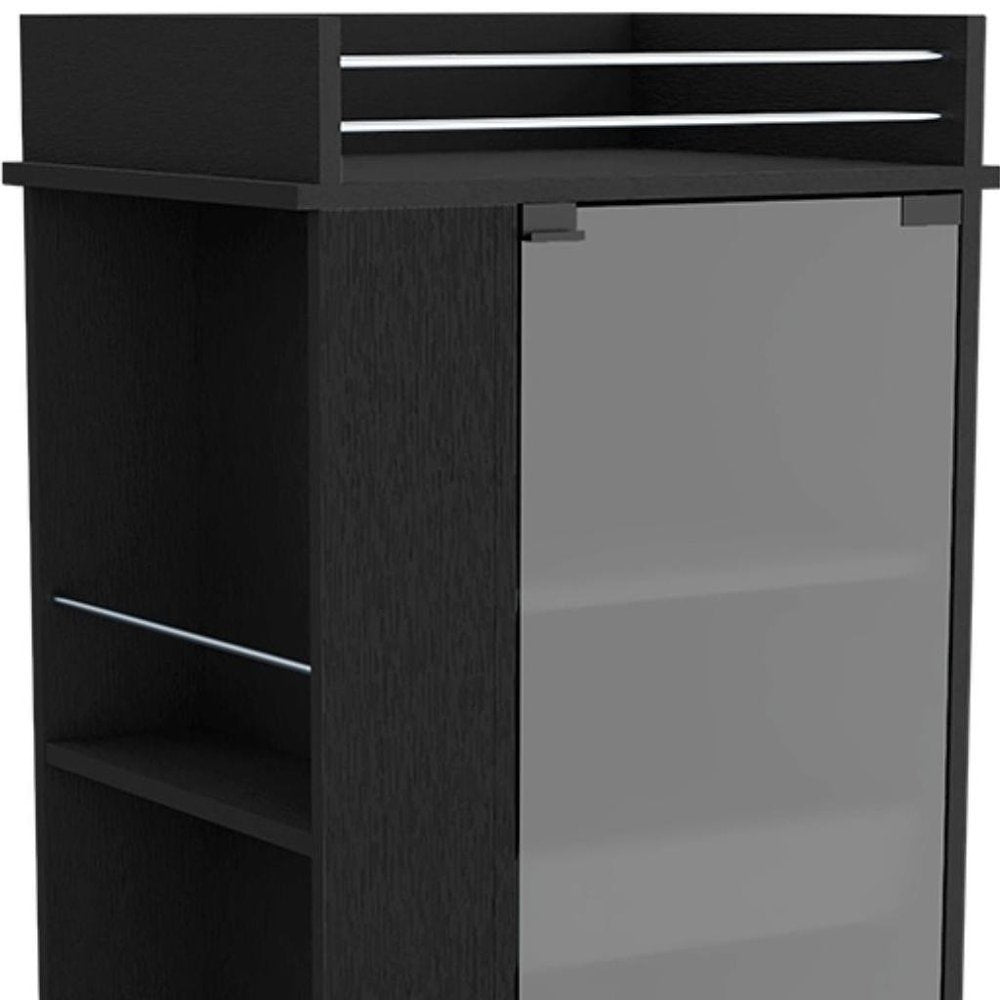 16" Black Wood Bar Cart - 39.02" H x 16.34" W x 21.65" D
