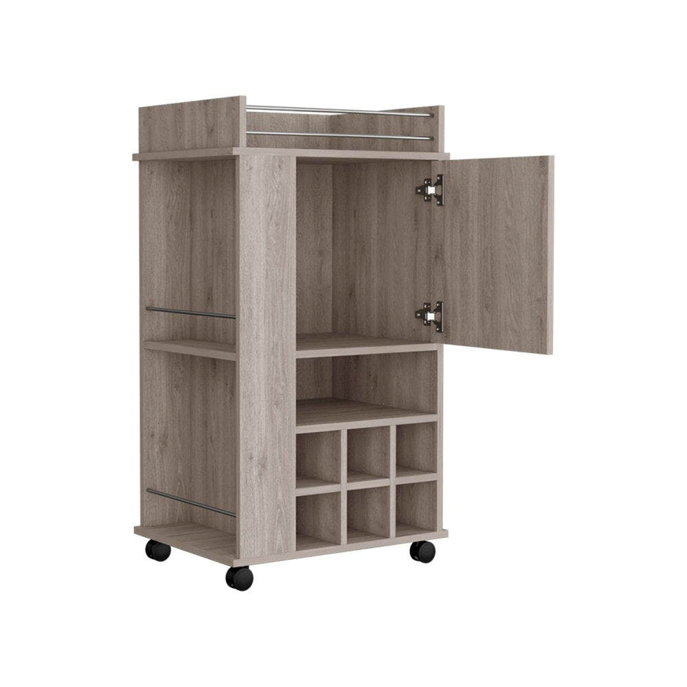 16" Gray Wood Bar Cart - 39.02" H x 16.33" W x 21.65" D