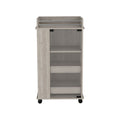 16" Gray Wood Bar Cart. Bar cart isolated on a plain white background, in a gray wood finish.