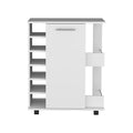 15" White Wood Bar Cart. Bar cart isolated on a plain white background, showing a white wood surface.