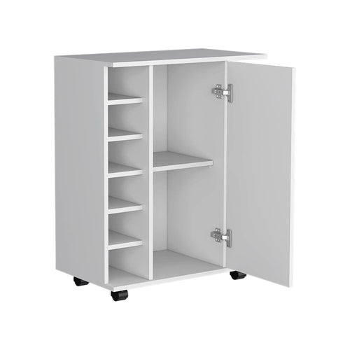 15" White Wood Bar Cart