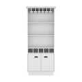 19" White Wood Bar Cart. Bar cart isolated on a plain white background, in a white wood finish.