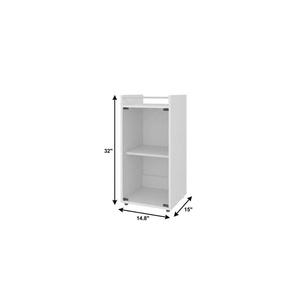 15" White Wood Bar Cart - 32.00" H x 14.80" W x 15.00" D