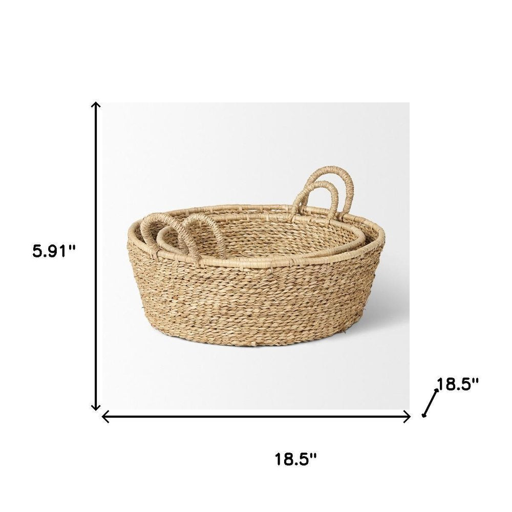 Set of Two Brown Seagrass Basket