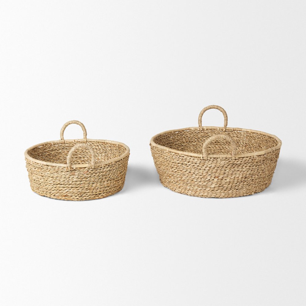 Set of Two Brown Seagrass Basket