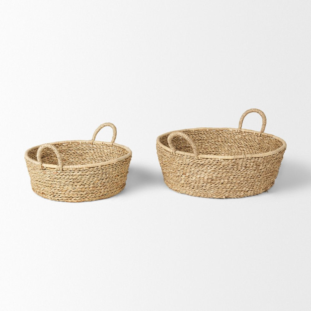 Set of Two Brown Seagrass Basket