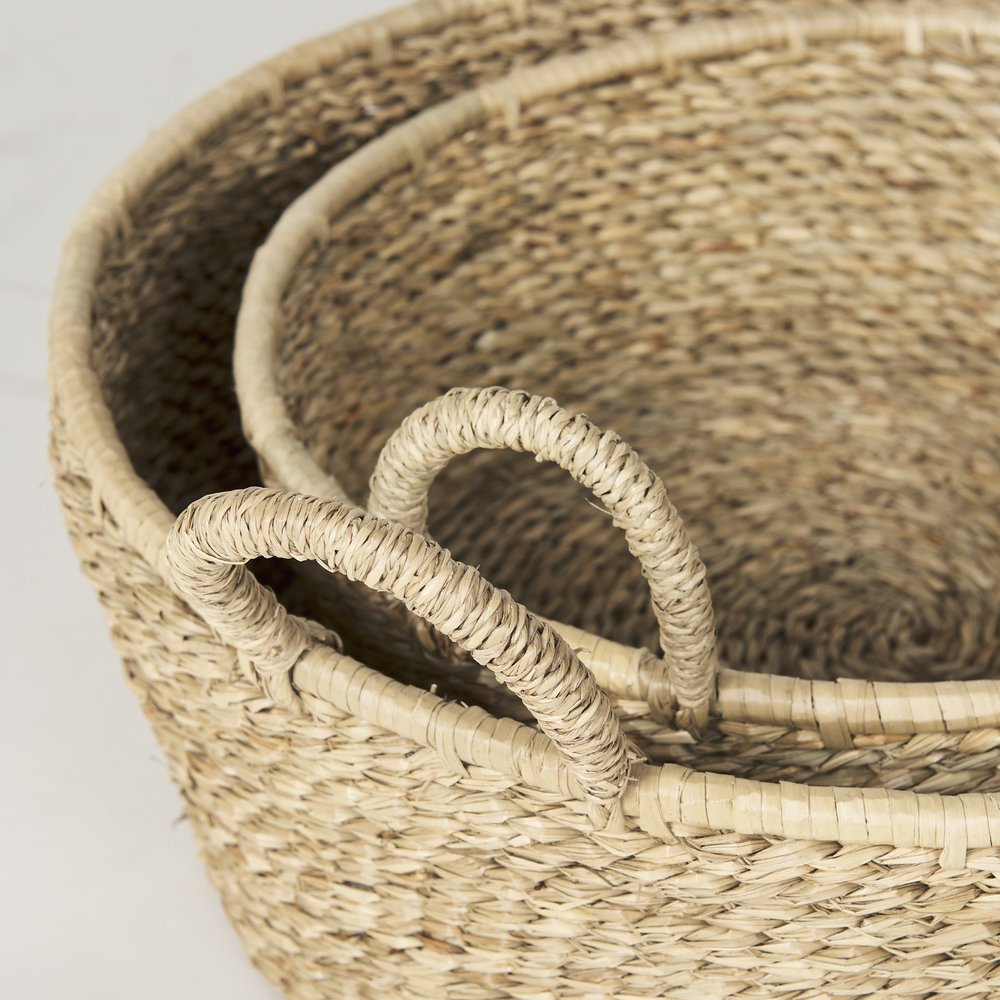 Set of Two Brown Seagrass Basket