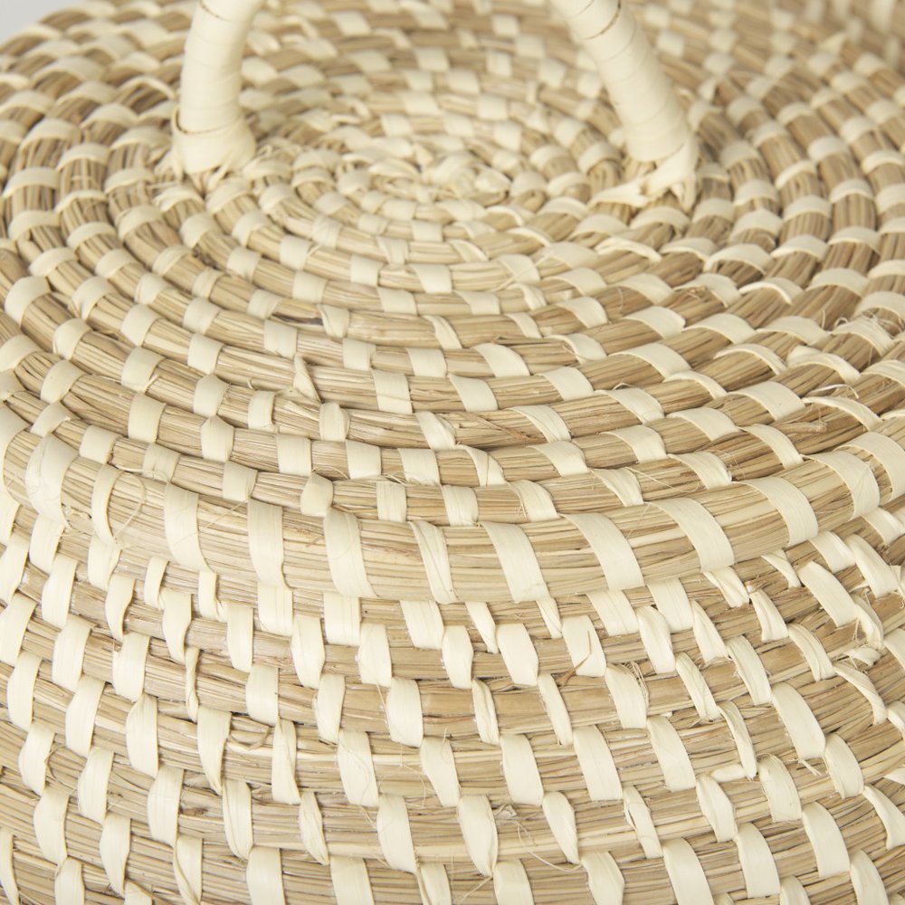 Set of Two Brown Seagrass Basket With Lid