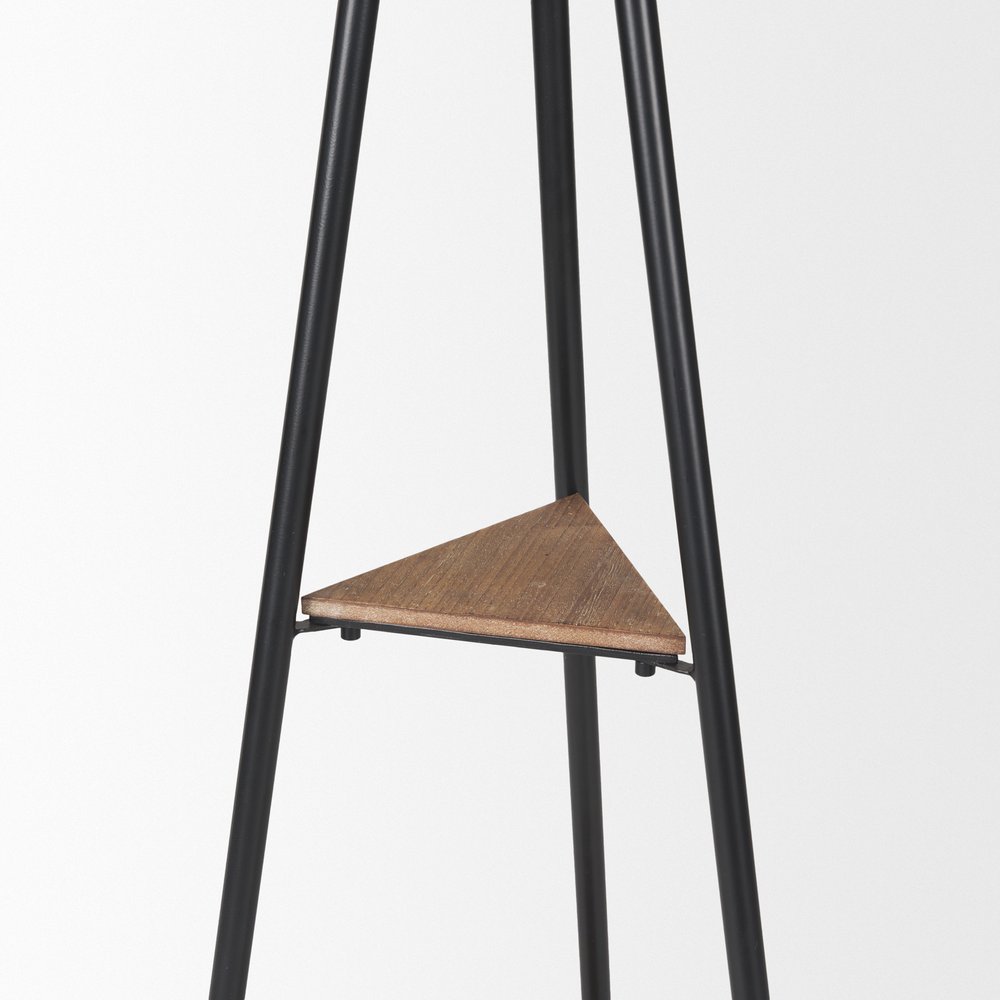 71" Black Metal Six Hook Freestanding Coat Rack