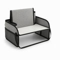 18" Silver Heavy Duty Plastic H-Shape Writing Desk. Ergonomic accessorie isolated on a plain white background, showing a silver plastic surface.