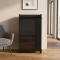 22" Black Wood Rolling Bar Cart