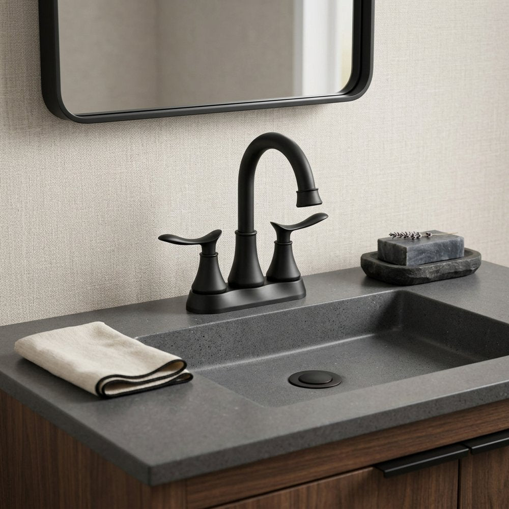 8" Black Stainless Steel Centerset Faucet