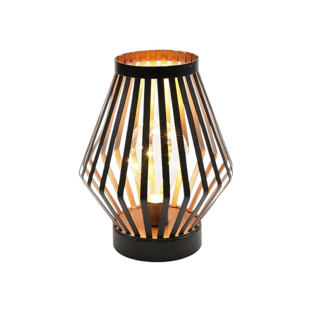 9" Black Metal Pierced Novelty Desk Lamp With Novelty Shade