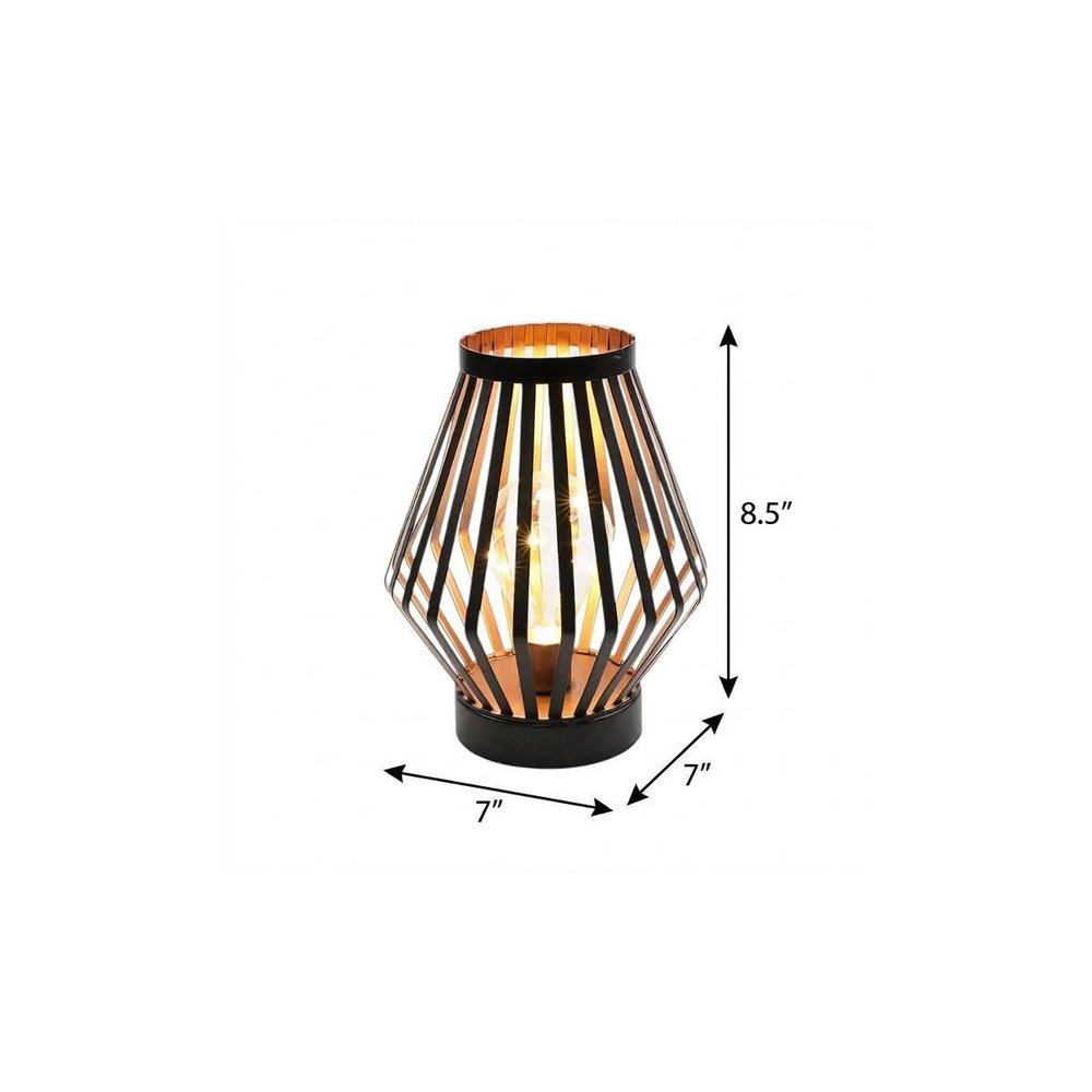 9" Black Metal Pierced Novelty Desk Lamp With Novelty Shade
