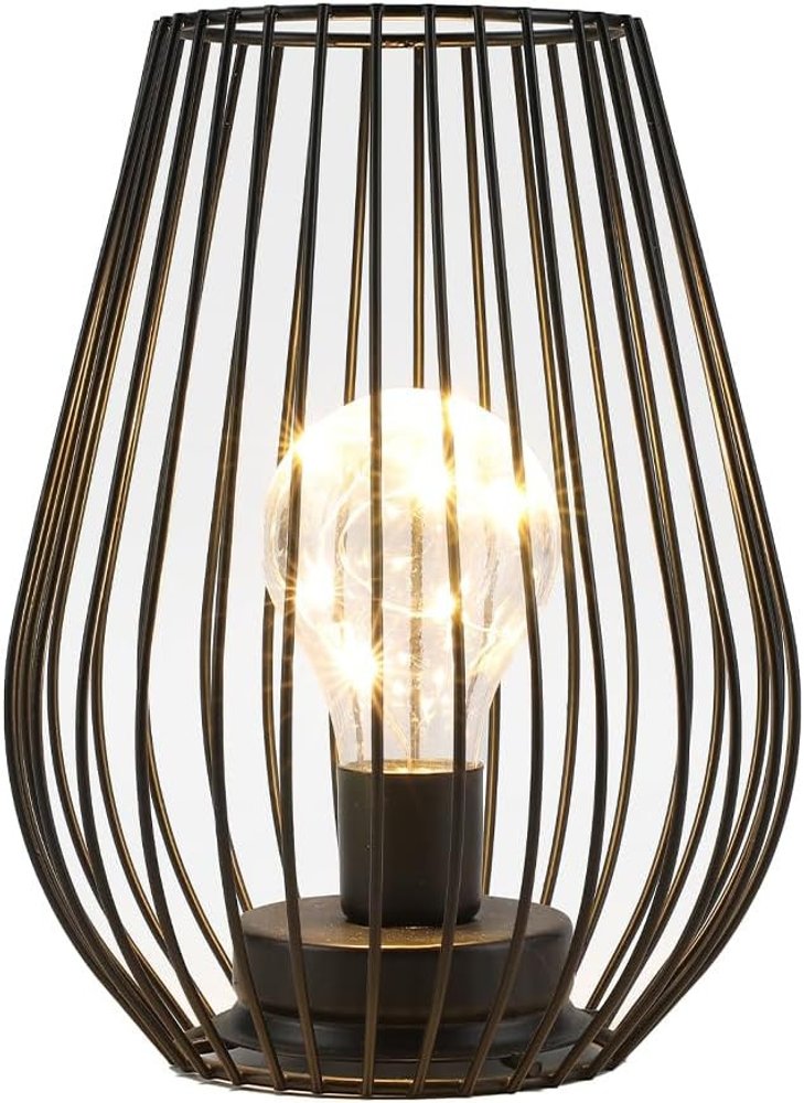 7" Black Metal Pierced Novelty Desk Lamp With Novelty Shade