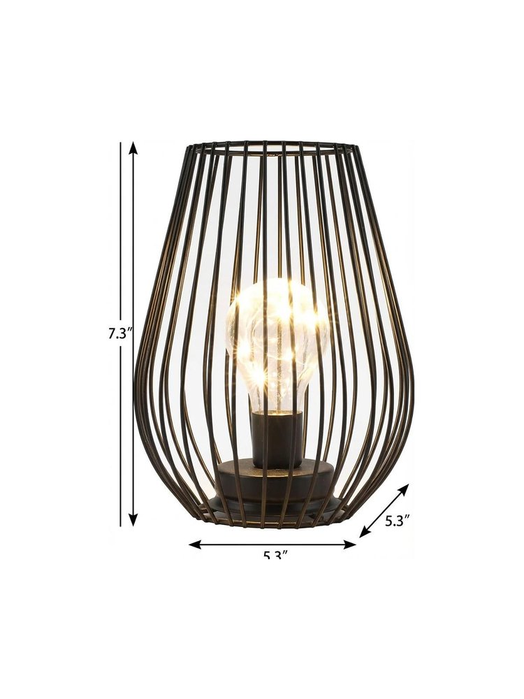 7" Black Metal Pierced Novelty Desk Lamp With Novelty Shade
