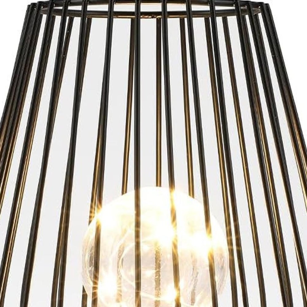 7" Black Metal Pierced Novelty Desk Lamp With Novelty Shade