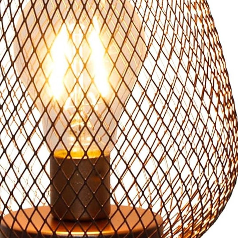 7" Brown Metal Pierced Novelty Desk Lamp With Novelty Shade