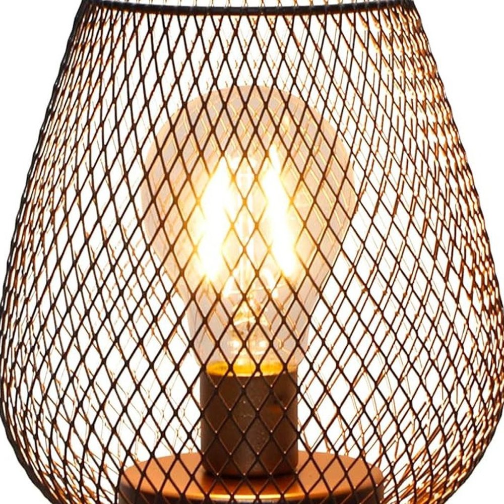 7" Brown Metal Pierced Novelty Desk Lamp With Novelty Shade