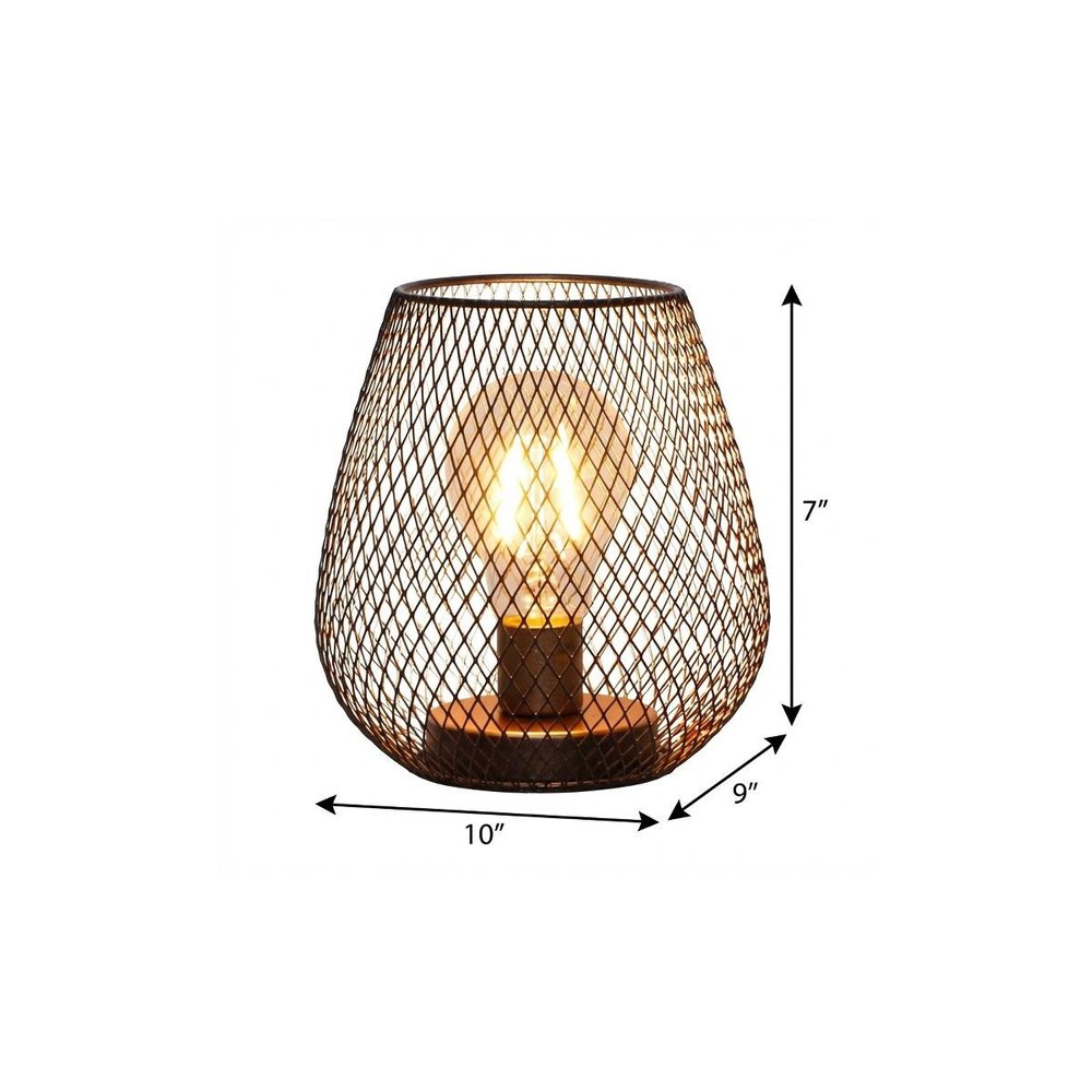 7" Brown Metal Pierced Novelty Desk Lamp With Novelty Shade