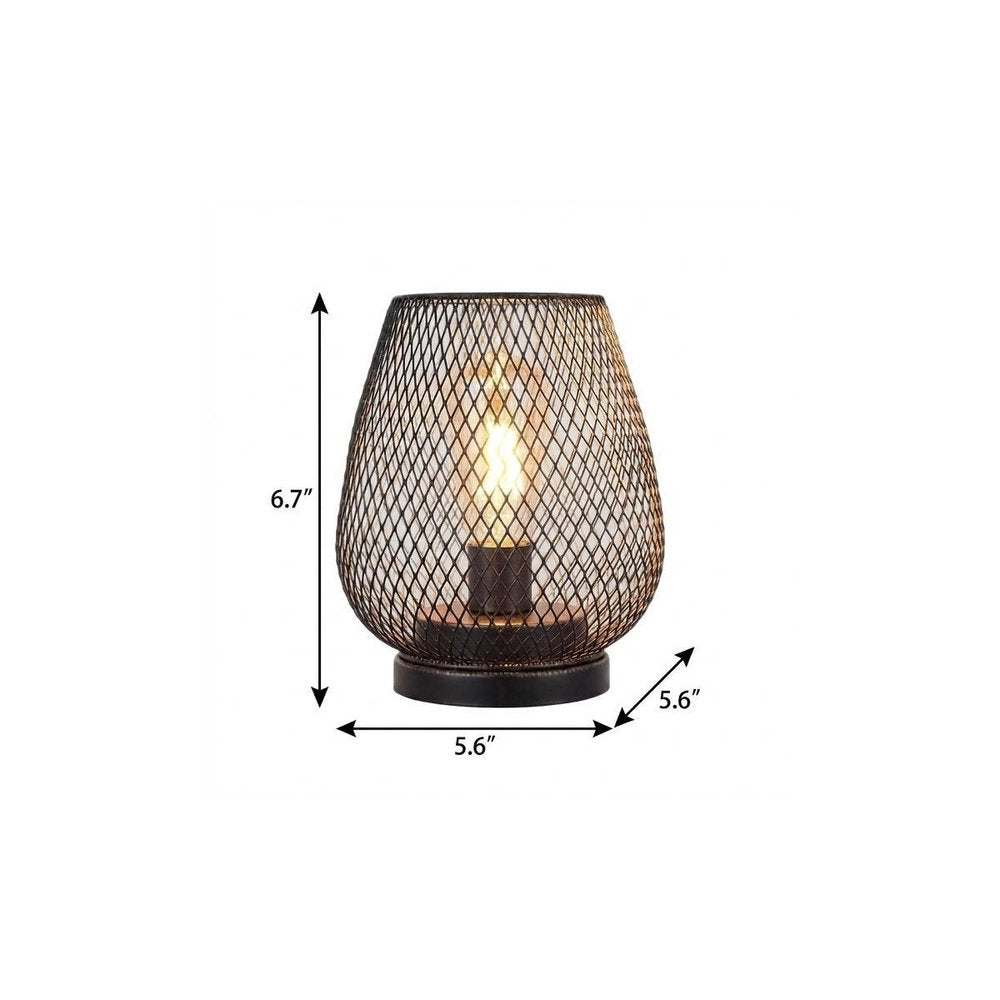 7" Brown Metal Pierced Novelty Desk Lamp With Novelty Shade