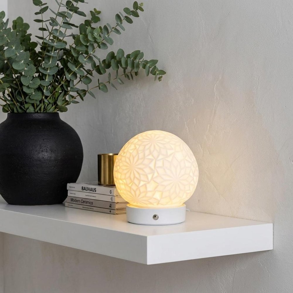 7" White Globe Desk Lamp With Globe Shade