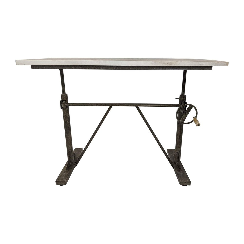 Adjustable Light Gray and Charcoal Solid Wood and Iron Trestle Standing Desk