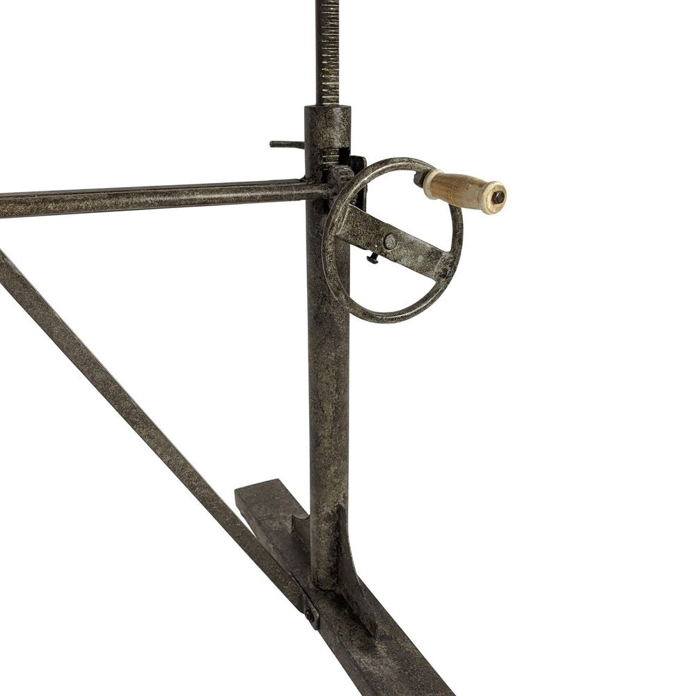 Adjustable Light Gray and Charcoal Solid Wood and Iron Trestle Standing Desk