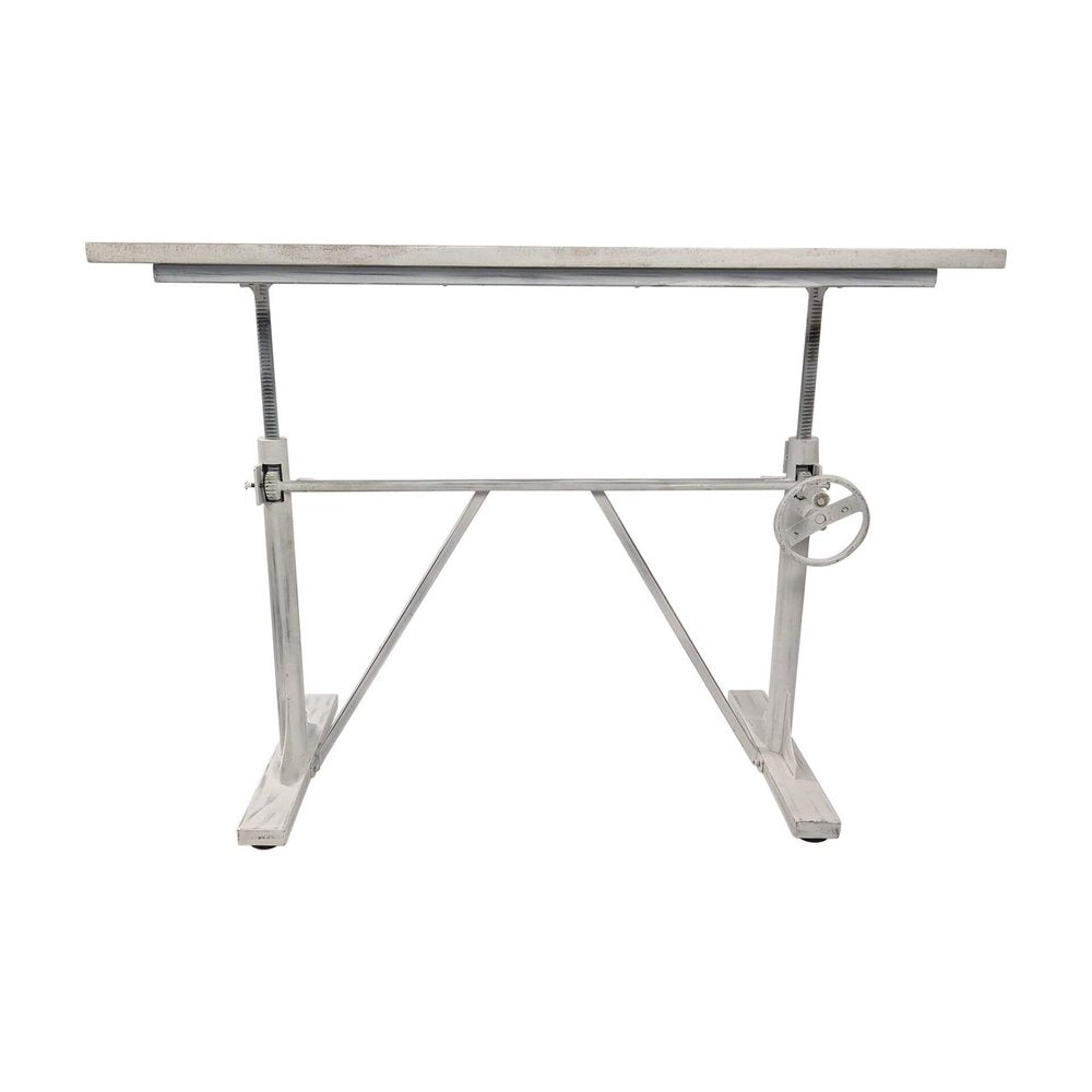 Adjustable Antiqued White Solid Wood and Iron Trestle Standing Desk