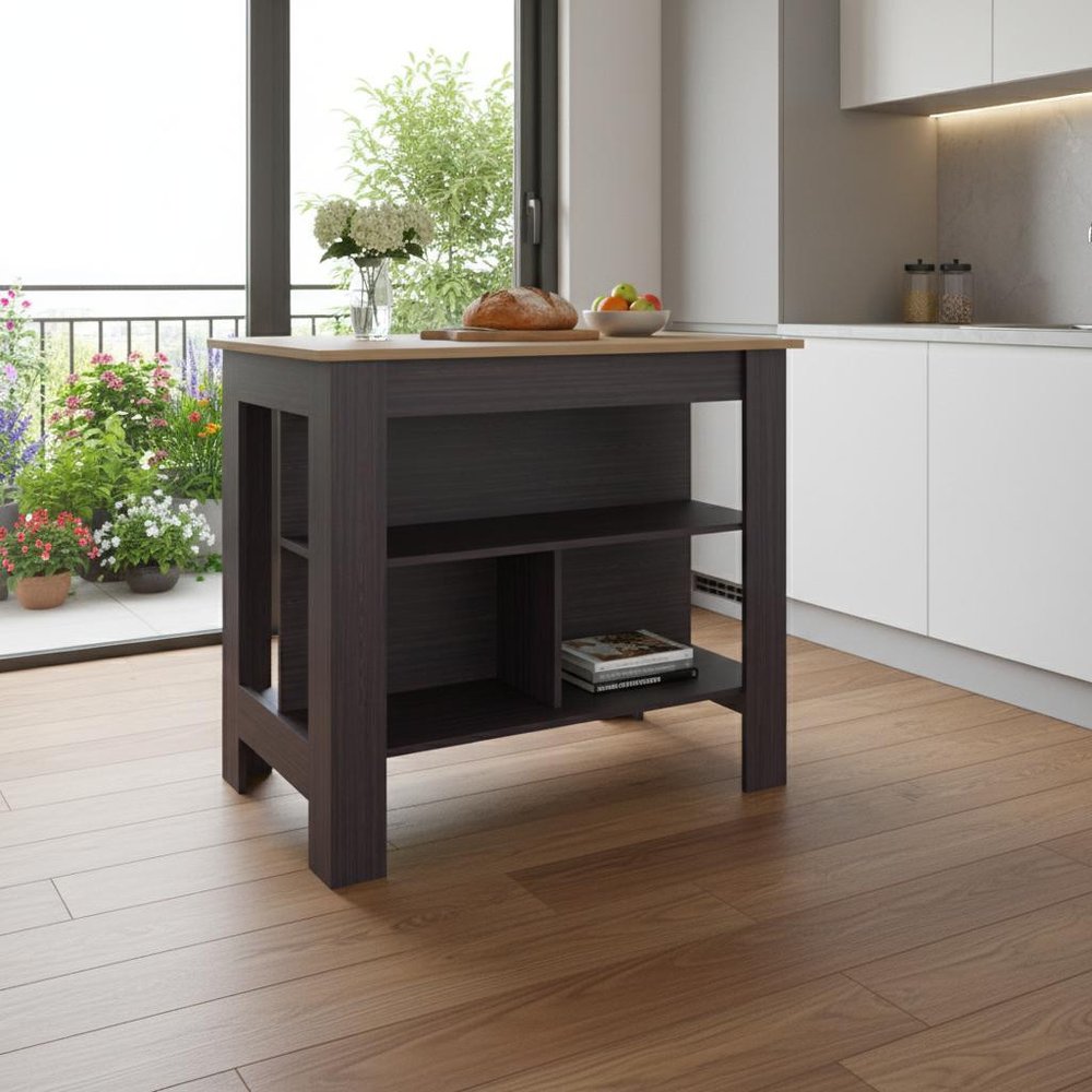 28" Brown Wood Kitchen Island