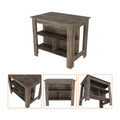 28" Brown Wood Kitchen Island. Kitchen cart isolated on a plain white background, finished in brown wood.