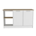 25" White Wood Kitchen Island. Kitchen cart isolated on a plain white background, showing a white wood surface.