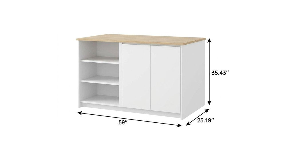 25" White Wood Kitchen Island