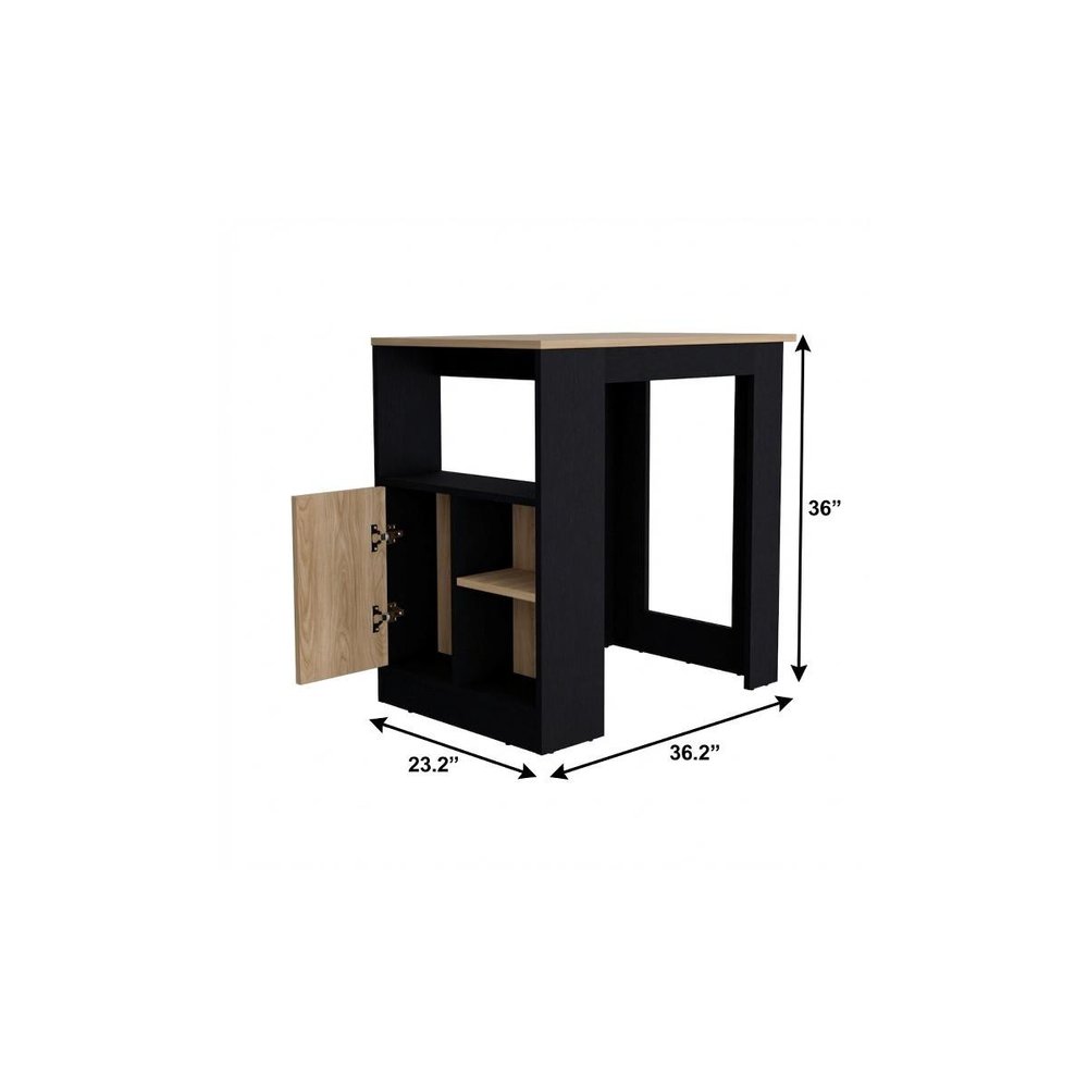 23" Black Wood Kitchen Island
