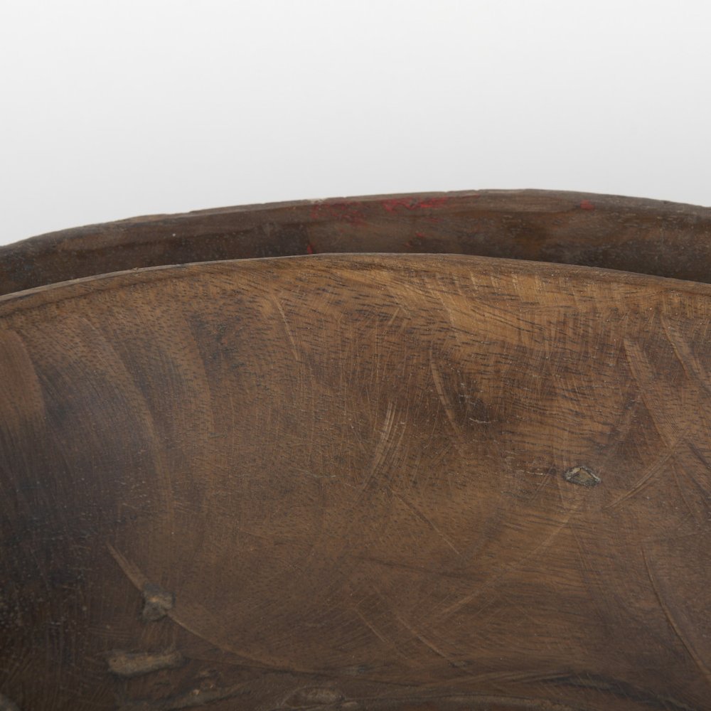 Set of Two Brown Solid Wood Round Centerpiece Bowl