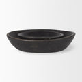 Set of Two Black Solid Wood Round Centerpiece Bowl on a white background
