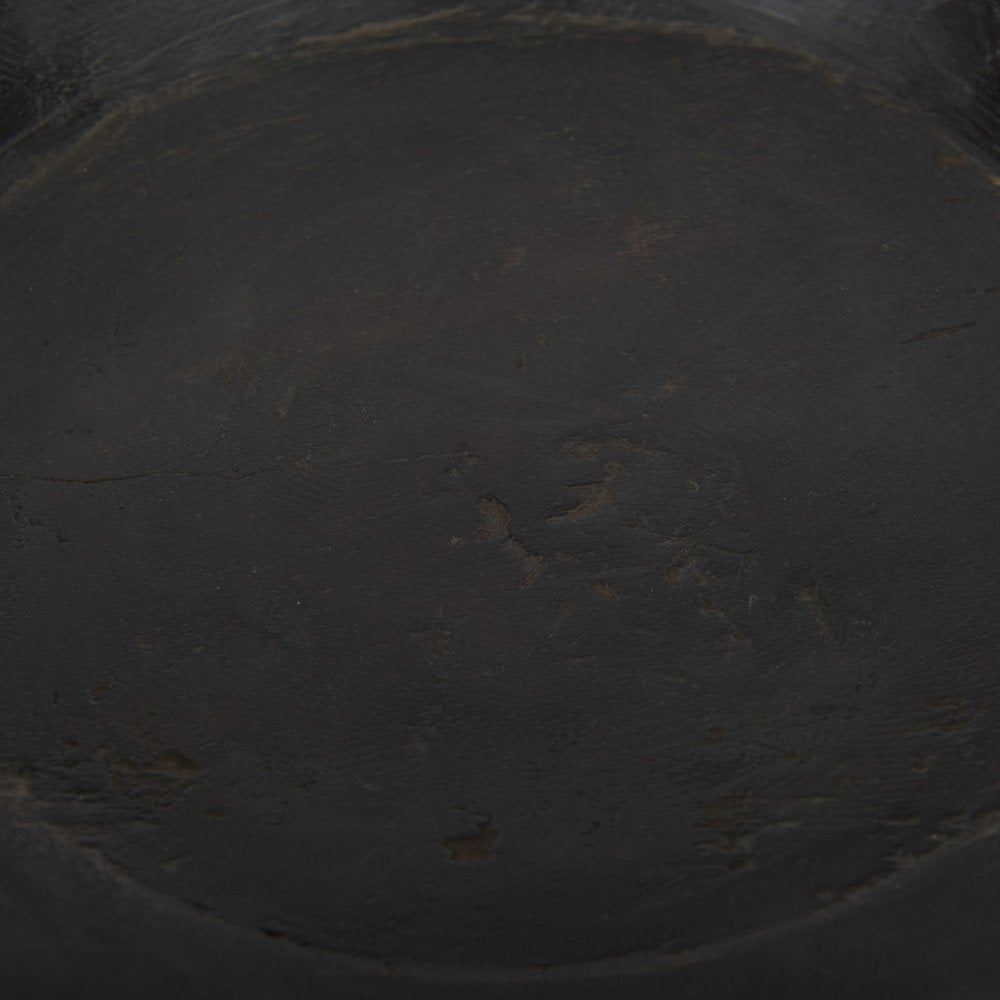 Set of Two Black Solid Wood Round Centerpiece Bowl