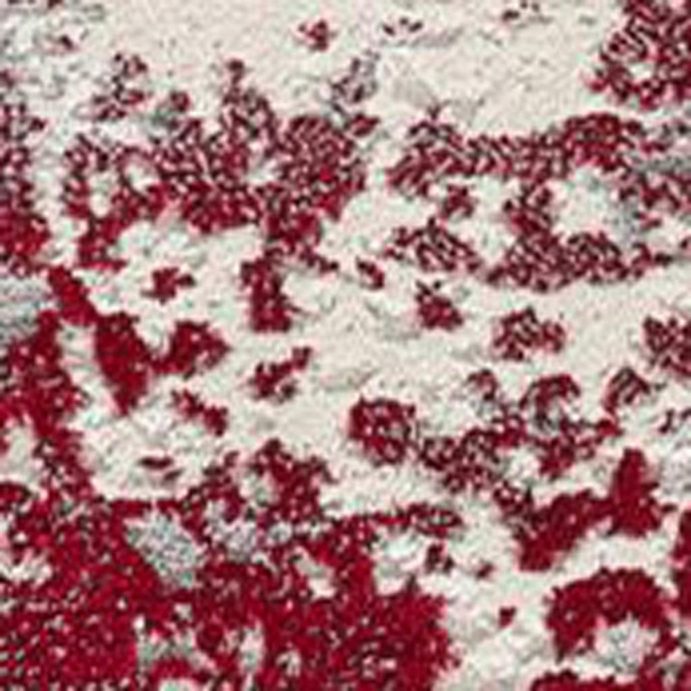 9' X 13' Red And Gray Abstract Area Rug