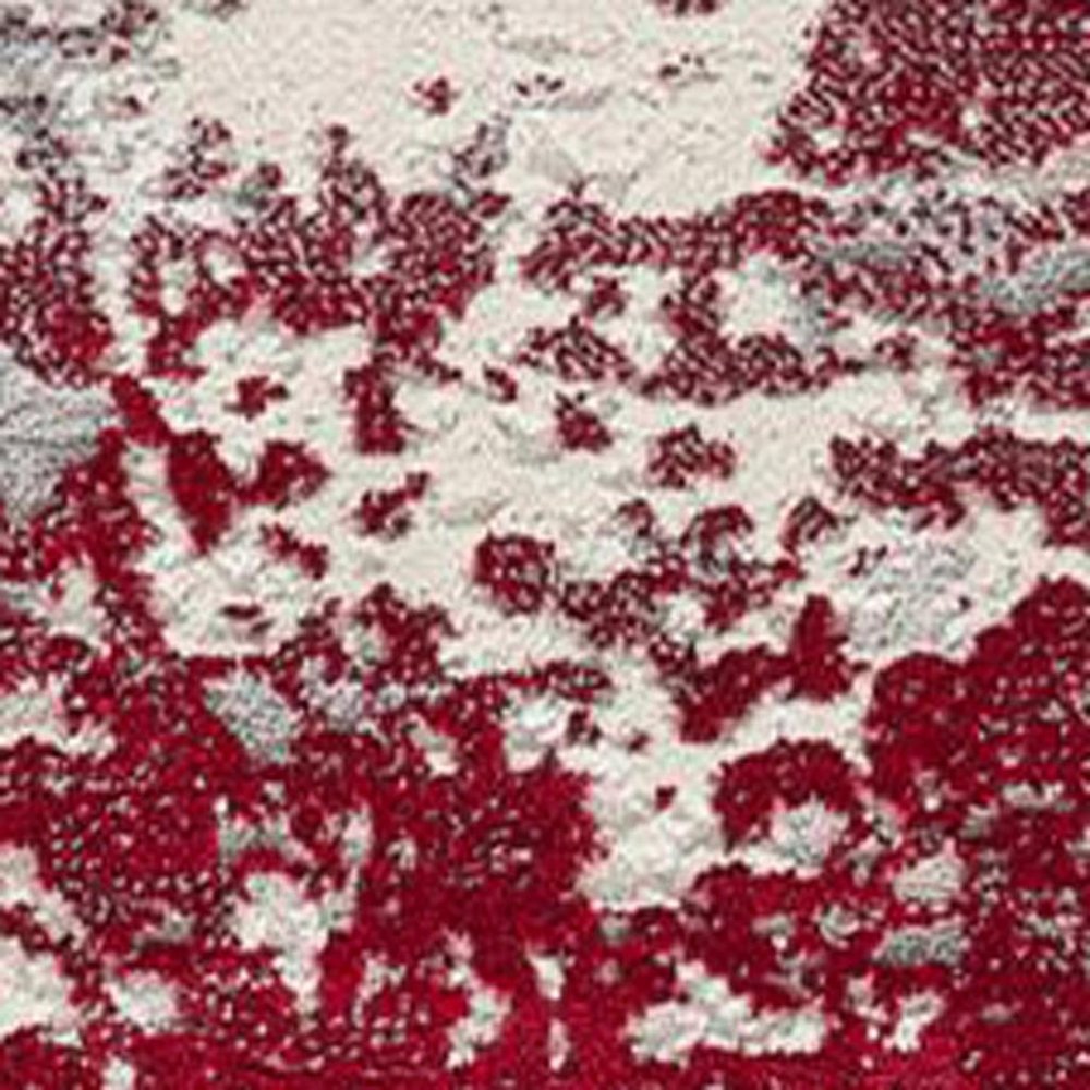 9' X 13' Red And Gray Abstract Area Rug
